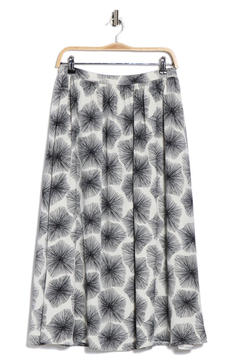 NORDSTROM RACK Pull-On Midi Skirt, Alternate, color, Ivory- Black Floral Burst