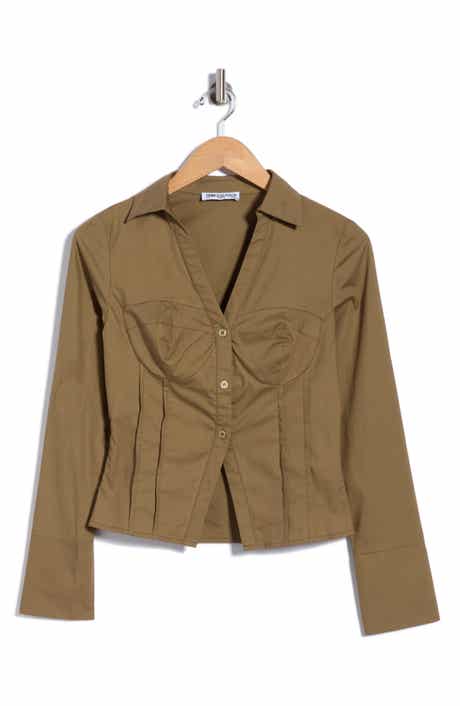 Zifa Long Sleeve V-Neck Cotton Shirt