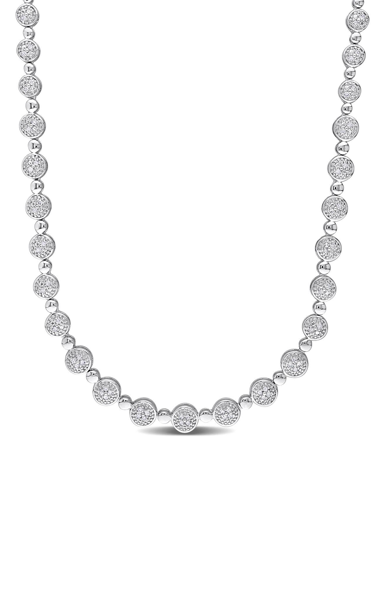 DELMAR Sterling Silver Pavé Diamond Tennis Necklace - 1.0ct.