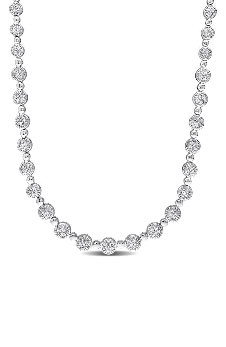 DELMAR Sterling Silver Pavé Diamond Tennis Necklace - 1.0ct., Main, color, White