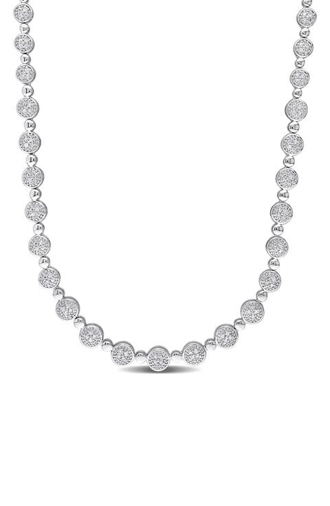 Sterling Silver Pavé Diamond Tennis Necklace - 1.0ct.
