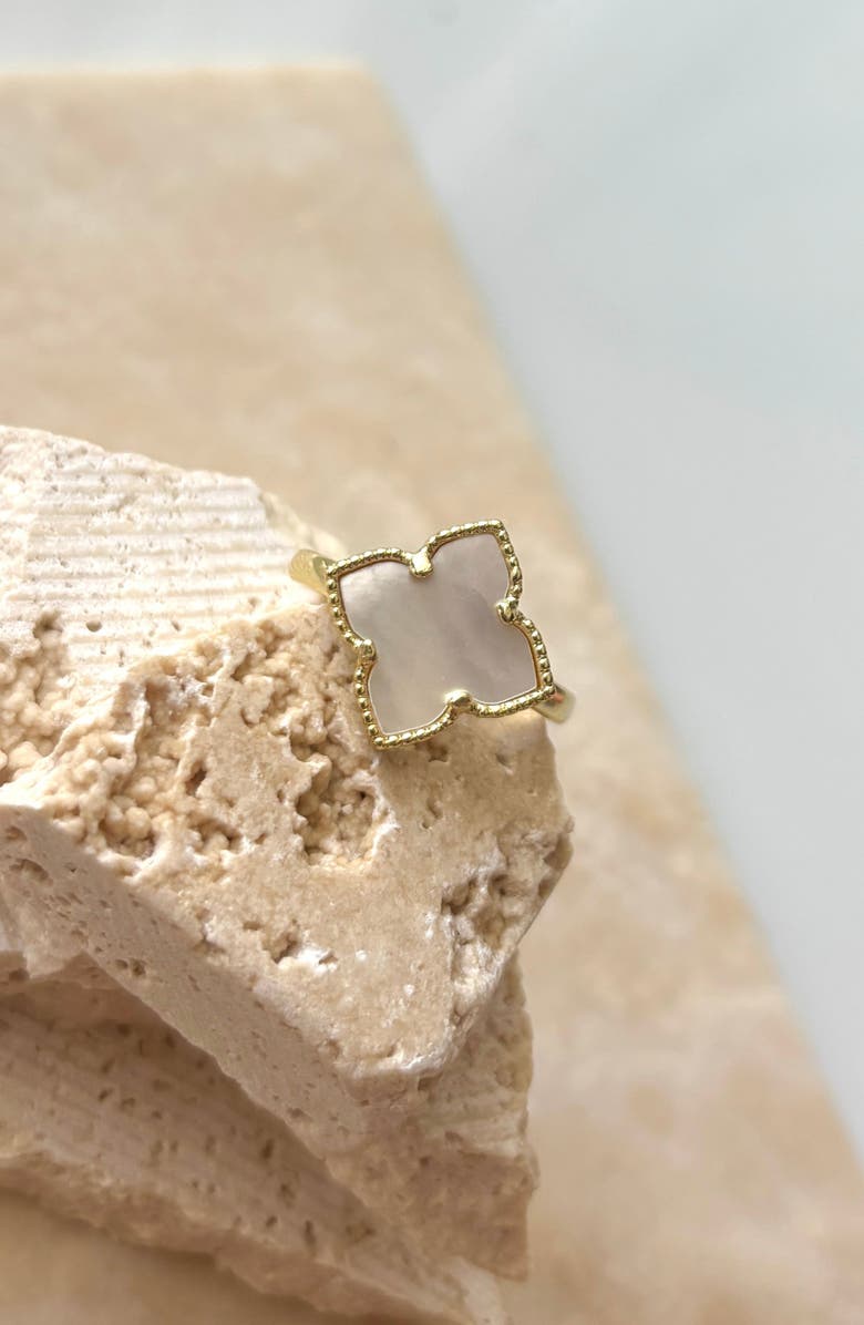 Adornia Mother of Pearl Clover Ring, Alternate, color, Gold-White