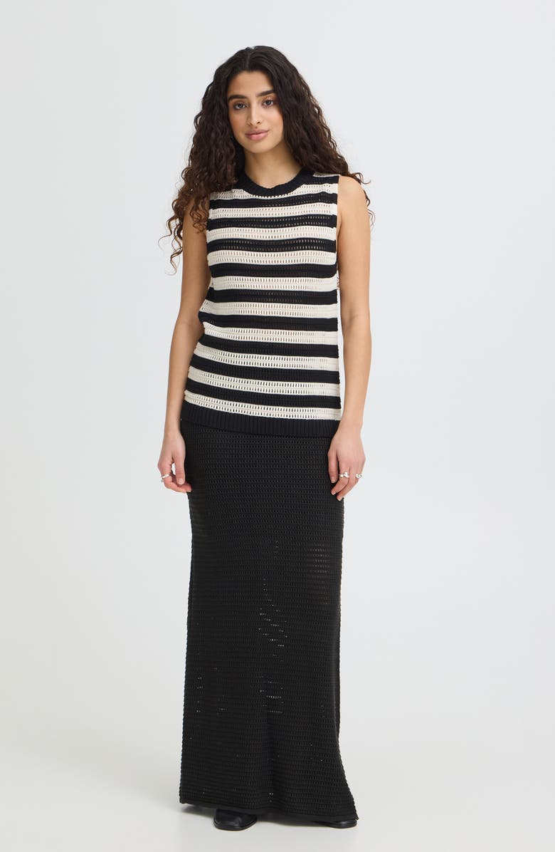 ICHI Maxi Sweater Skirt, Alternate, color, Black