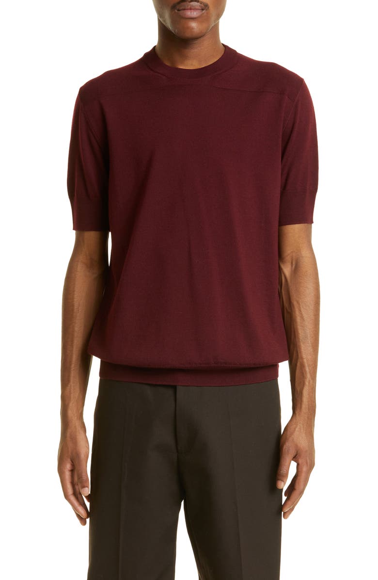 Jil Sander Superfine Merino Wool Short Sleeve Sweater, Main, color,