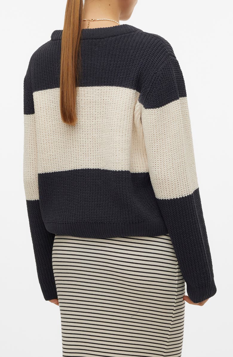 VERO MODA Magate Stripe Crewneck Sweater, Alternate, color, Black Detail/ Birch