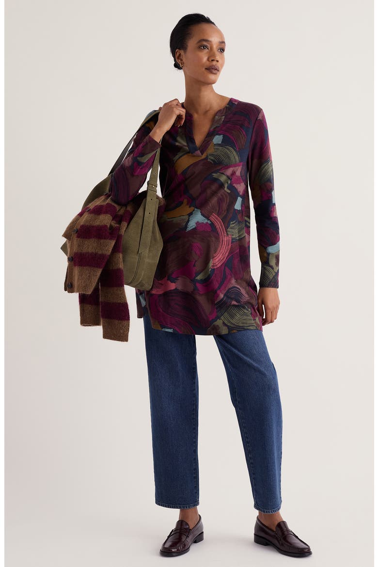 Wreathe A-Line Jersey Tunic, Alternate, color, LELANT ABSTRACT INKWELL