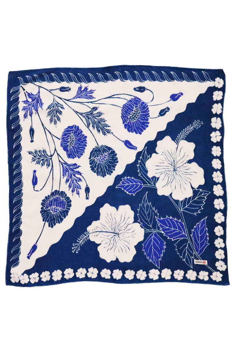 Full Hand Drawn Batik Tulis Bandana, Alternate, color, Hibiscus Poppy Flowers