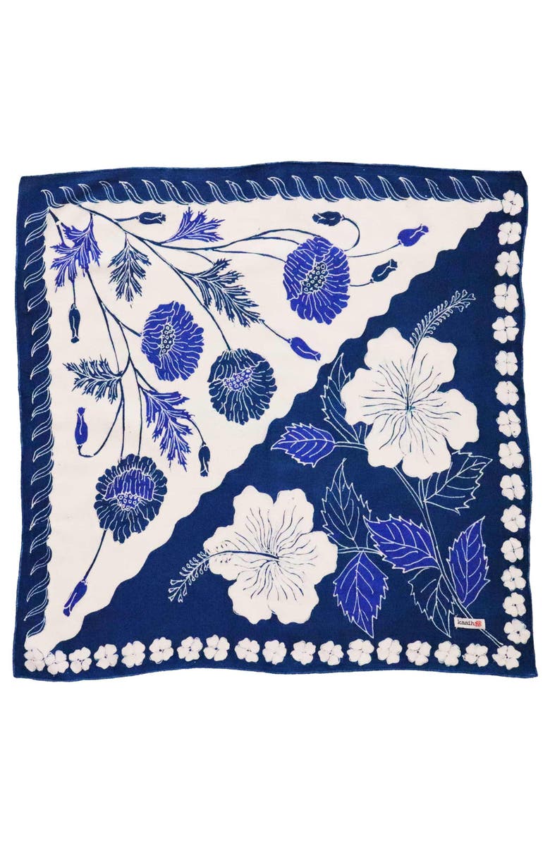 Kasih Co-op Full Hand Drawn Batik Tulis Bandana, Alternate, color, Hibiscus Poppy Flowers