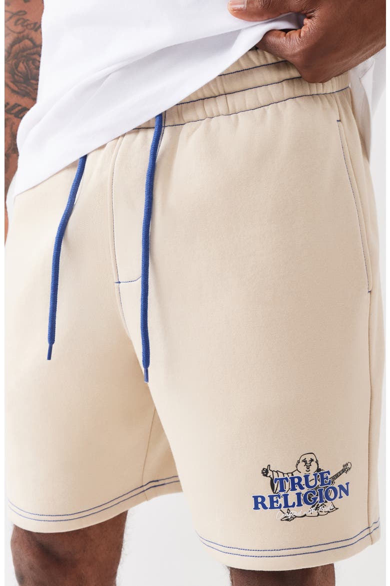 Buddha Contrast Fleece Shorts, Alternate, color, FOG