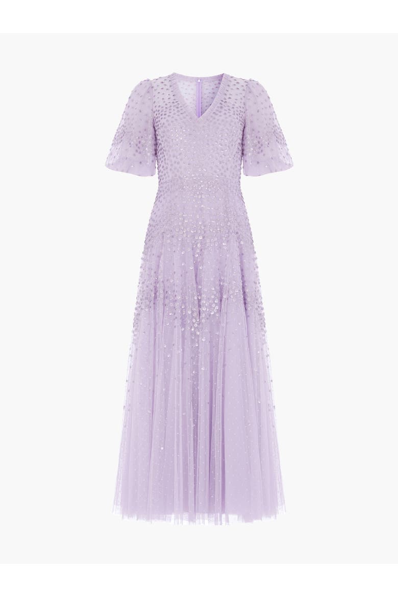 Scallop Sequin V-Neck Maxi Gown, Alternate, color, Lavender