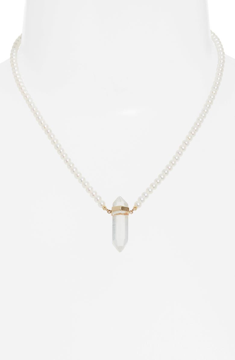 Poppy Finch Quartz Pendant Cultured Pearl Necklace, Alternate, color, 