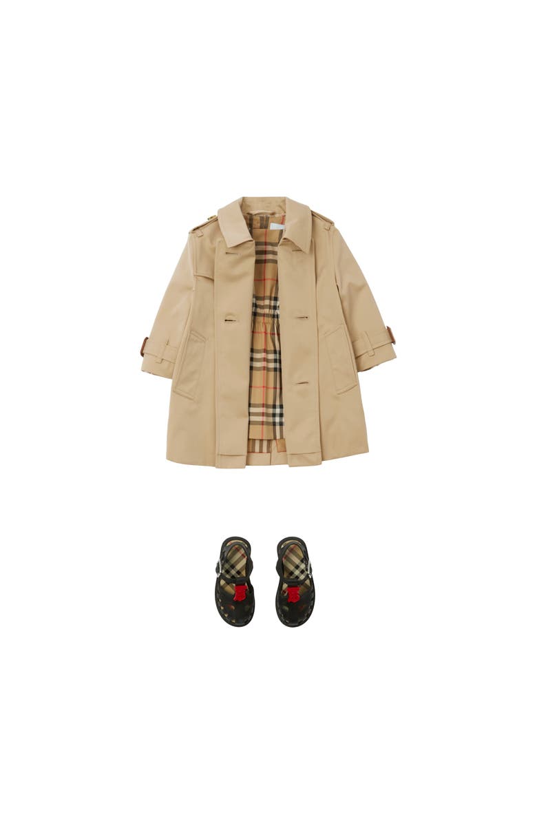 Burberry Gabardine Trench Coat, Alternate, color, Honey