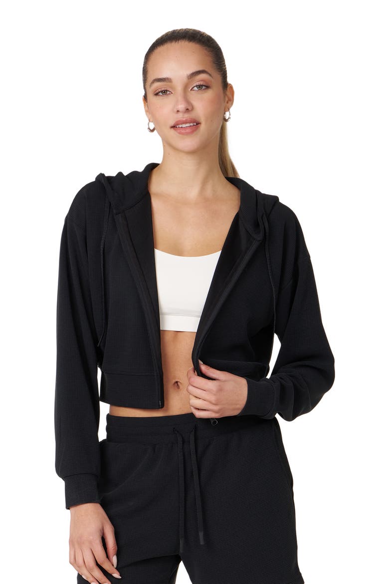 Retreat Waffle Zip Up Jacket, Main, color, Black