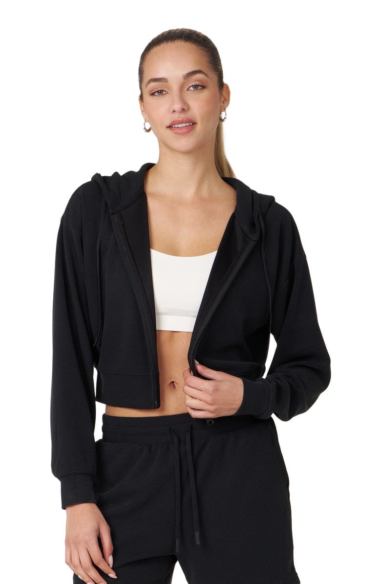 Rebody Active Retreat Waffle Zip Up Jacket, Main, color, Black