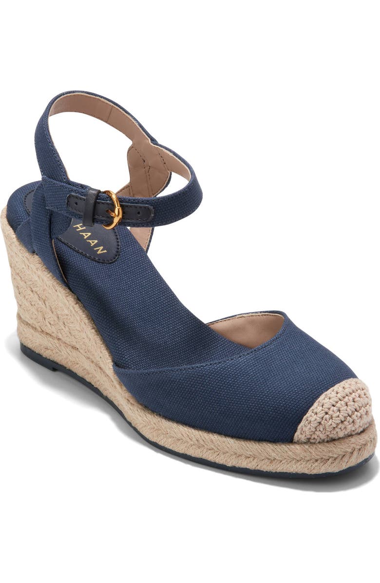 Cole Haan Cloudfeel Platform Wedge Espadrille, Main, color, Navy Blazer Linen