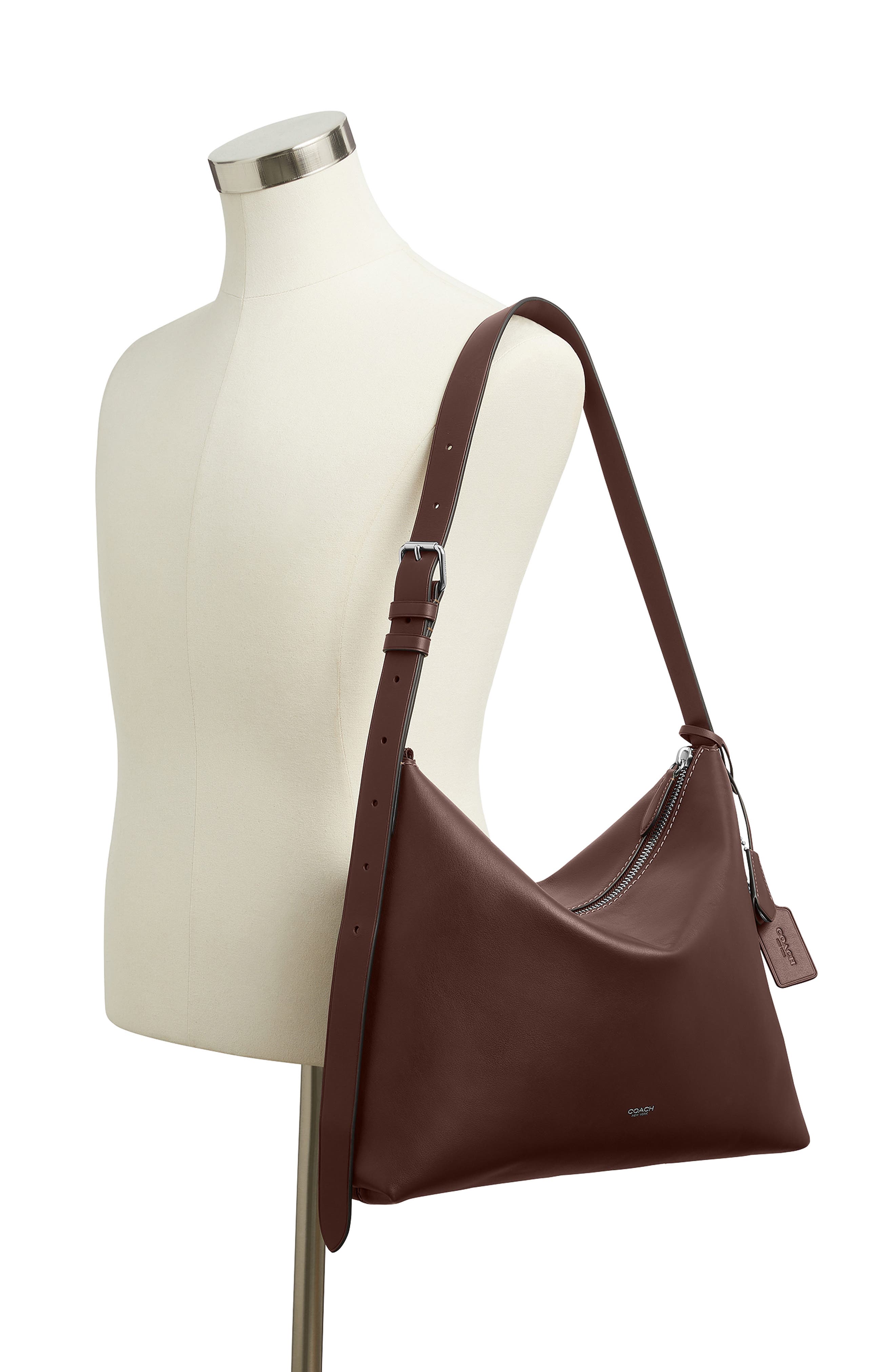 COACH Mott Leather Messenger Bag, Alternate, color, Maple