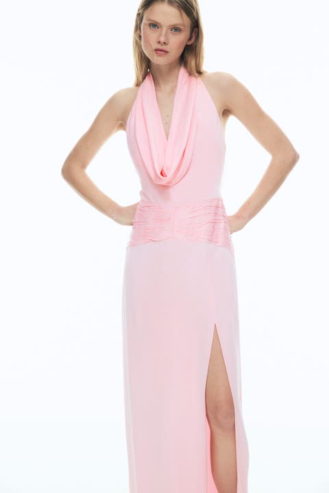 Cowl-neck satin dress