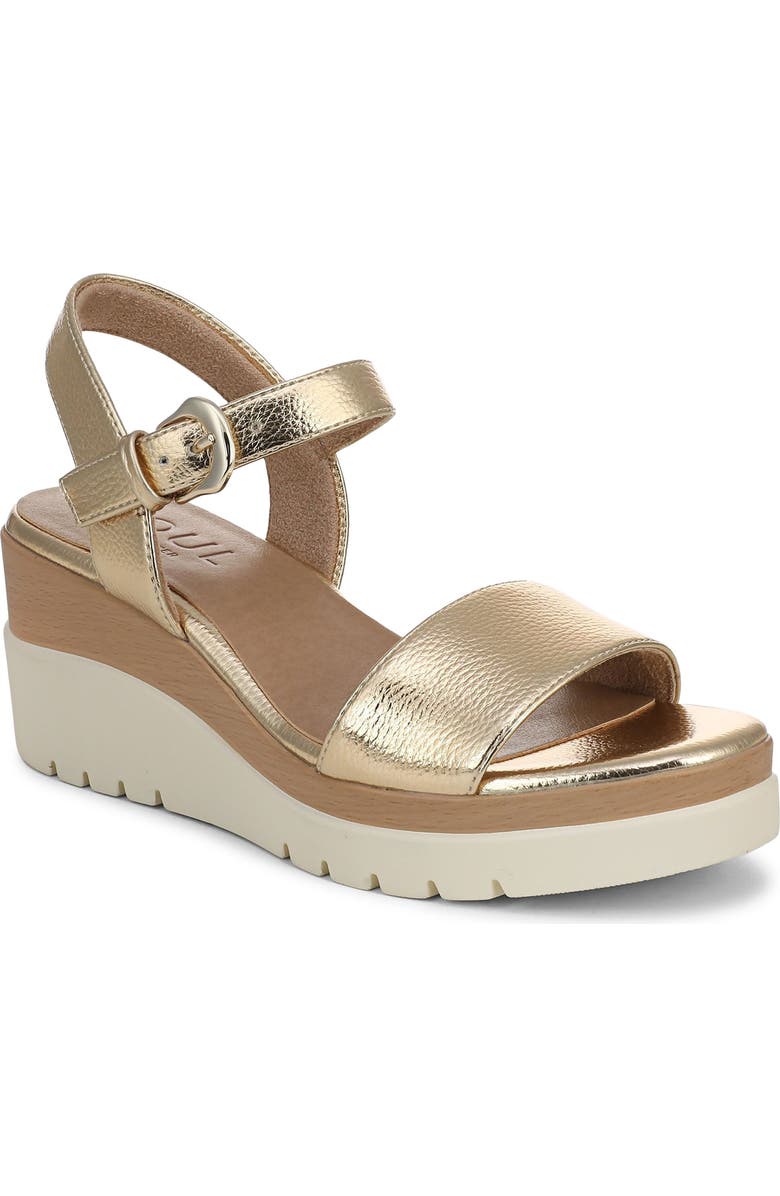 Naturalizer Graciela Wedge Sandal, Main, color, Dark Gold Faux Leather