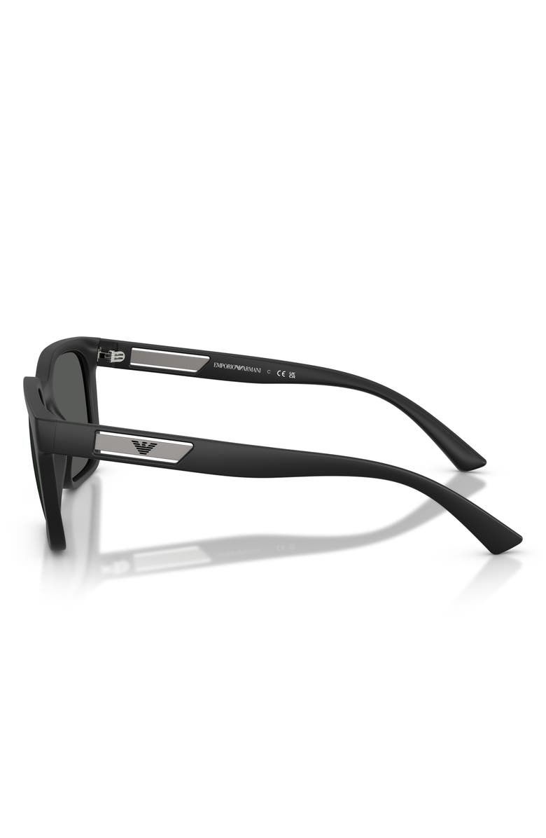 Emporio Armani 54mm Square Sunglasses, Alternate, color, Matte Black / Dark Grey