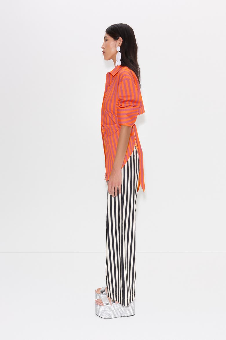 Pia Poplin Side Zip Pant, Alternate, color, BLACK/WHITE STRIPE