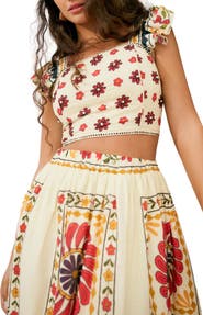 NEXT Floral Square Neck Cotton Crop Top