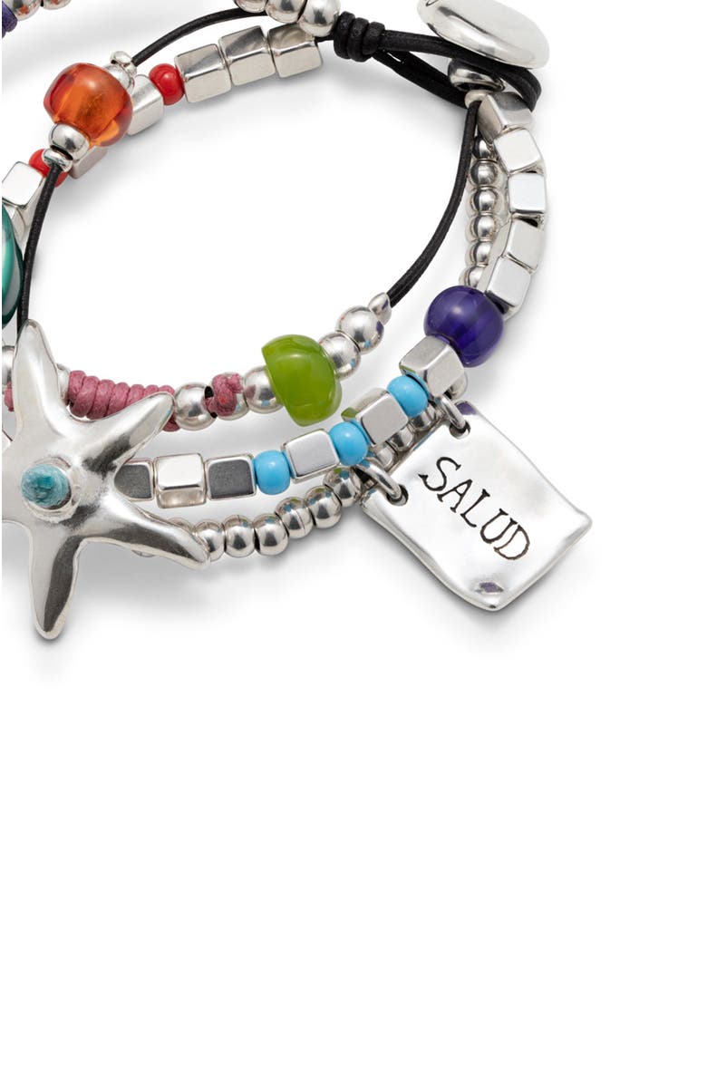 UNODE50 Silver-plated beaded bracelet with beads and a star, Alternate, color, Silver