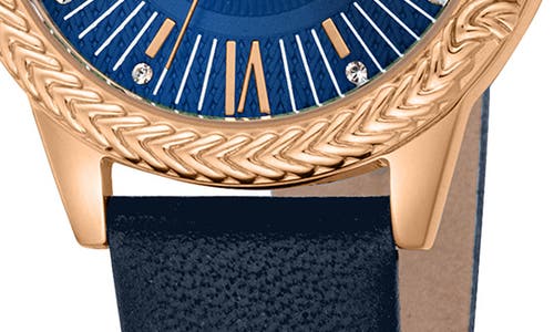 ROBERTO CAVALLI ROBERTO CAVALLI CRYSTAL LEATHER STRAP WATCH, 30MM 