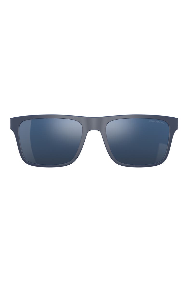 54mm Mirrored Rectangular Sunglasses, Main, color, MATTE BLUE / BLUE MIRROR BLUE