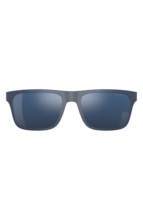 54mm Mirrored Rectangular Sunglasses