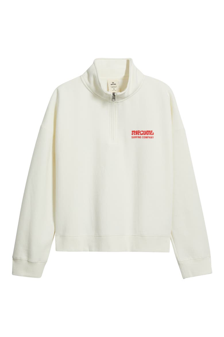 Surf Puff Logo Quarter Zip Sweatshirt, Alternate, color, CAYENNE