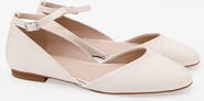 Kailee P Gloria Satin Round Toe Wedding Flat with Ankle Strap