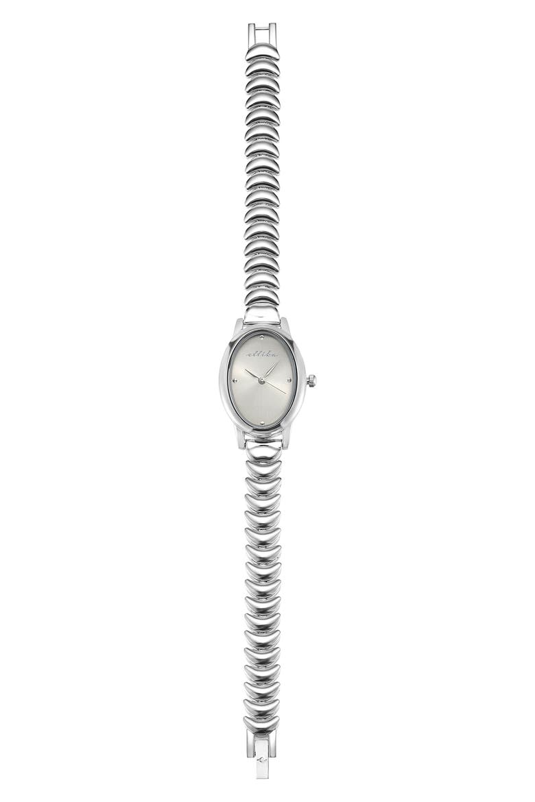 Oval Modern Bracelet Watch, 24mm x 31mm, Alternate, color, BONE AND SILVER