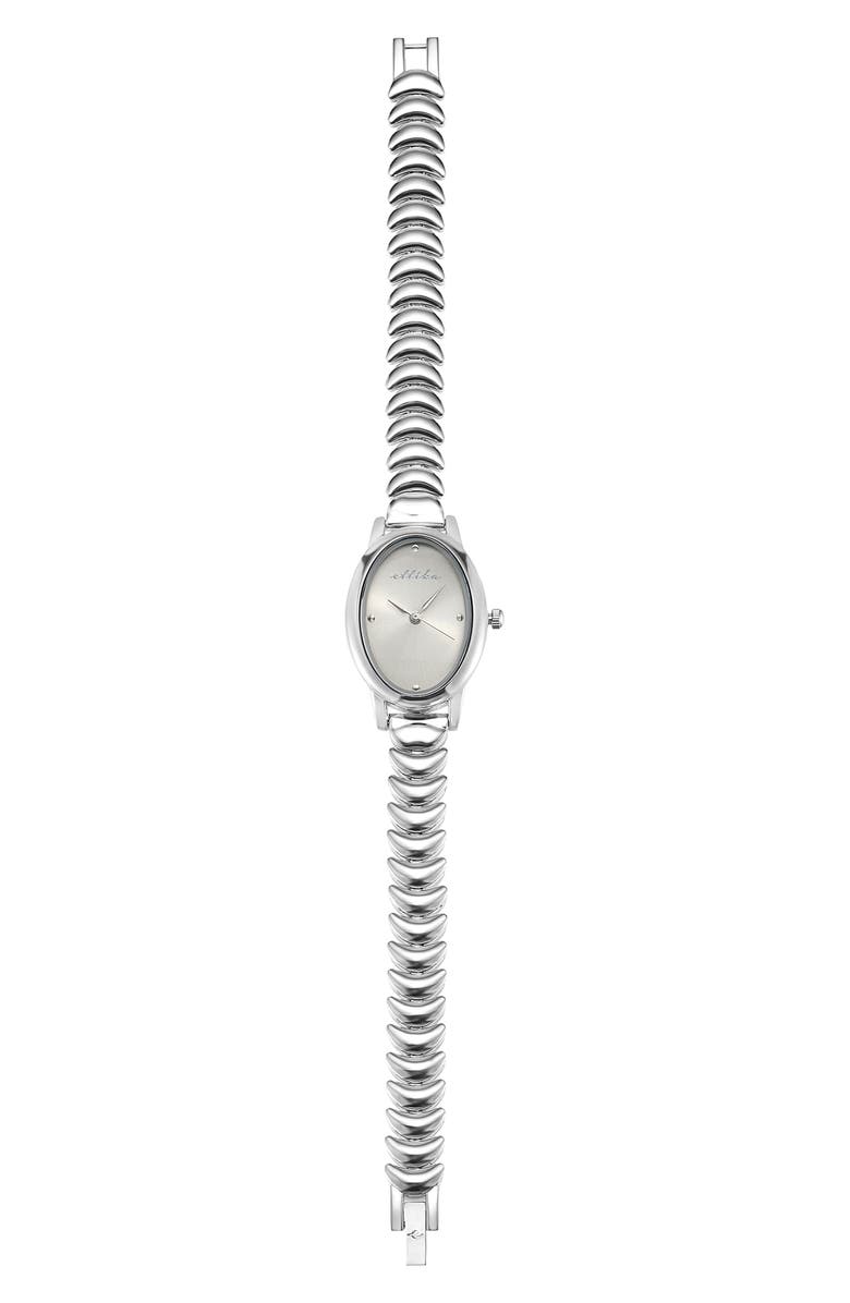 Ettika Oval Modern Bracelet Watch, 24mm x 31mm, Alternate, color, Bone And Silver