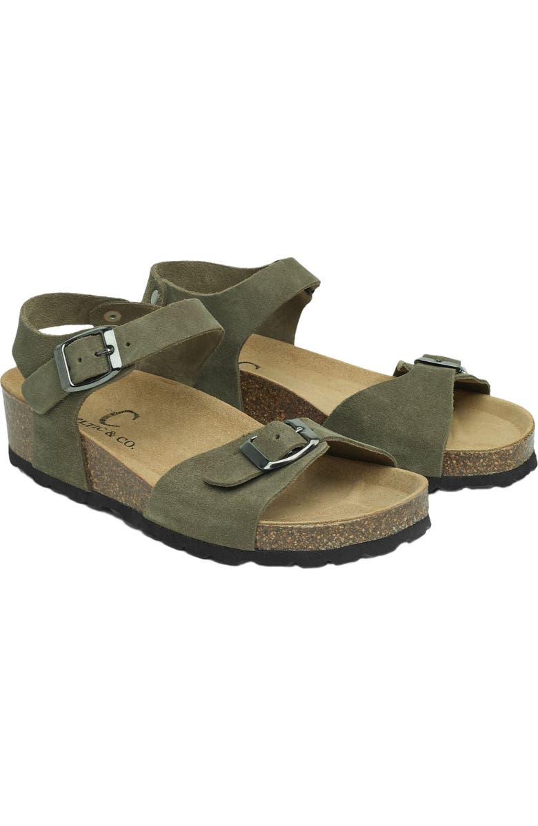 Celtic & Co. Low Wedge Dbl Buckle Sandal, Main, color, Olive