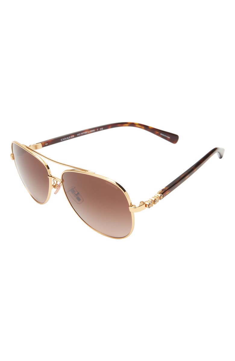 COACH 59mm Aviator Sunglasses, Alternate, color, 