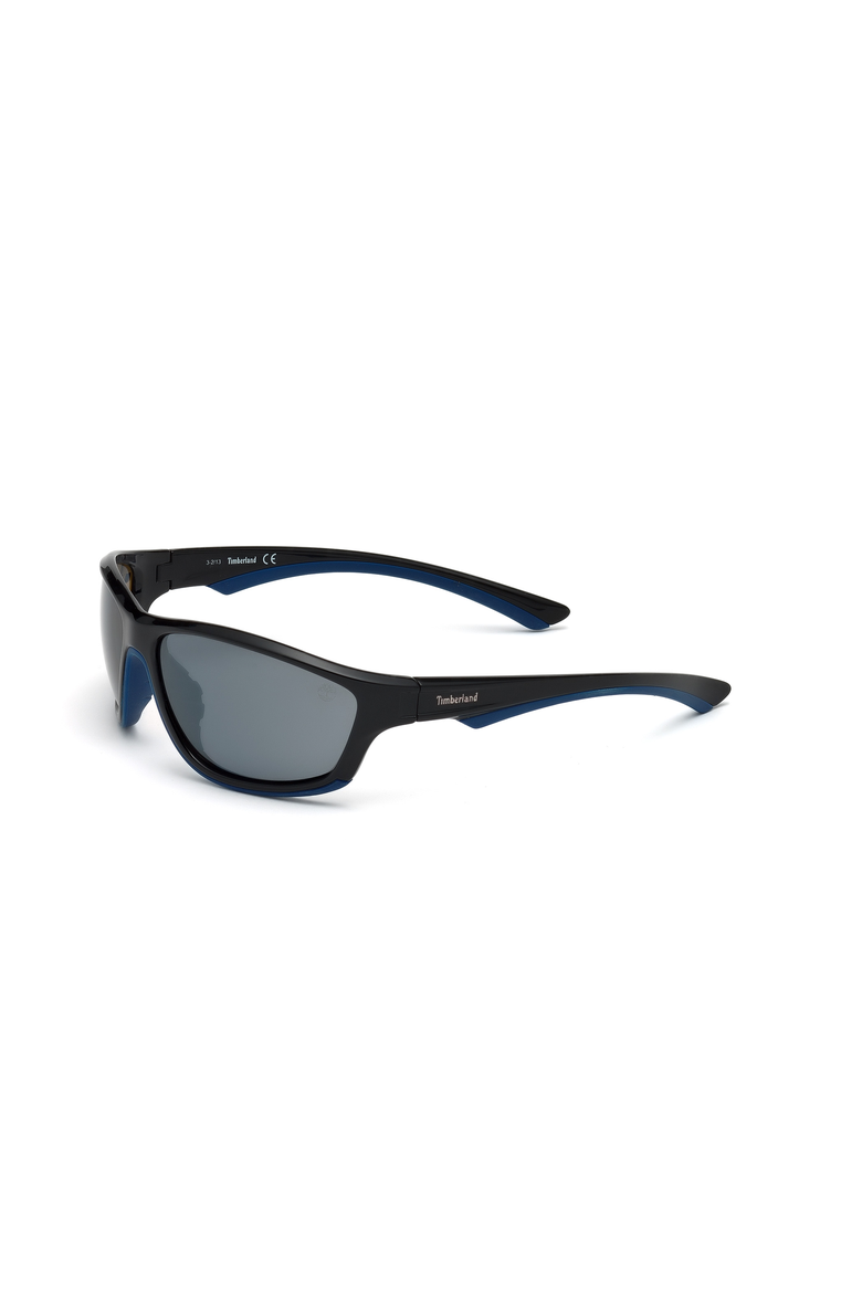 Rounded Wraparound Polarized Sunglasses, Alternate, color, Shiny Black / Smoke