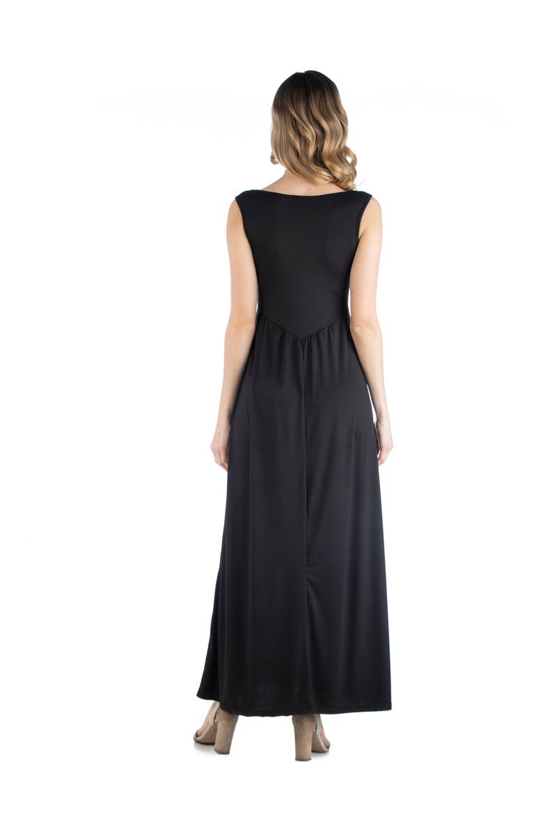 24seven Comfort Apparel Maternity Maxi Sleeveless Dress with Pockets, Alternate, color, Black