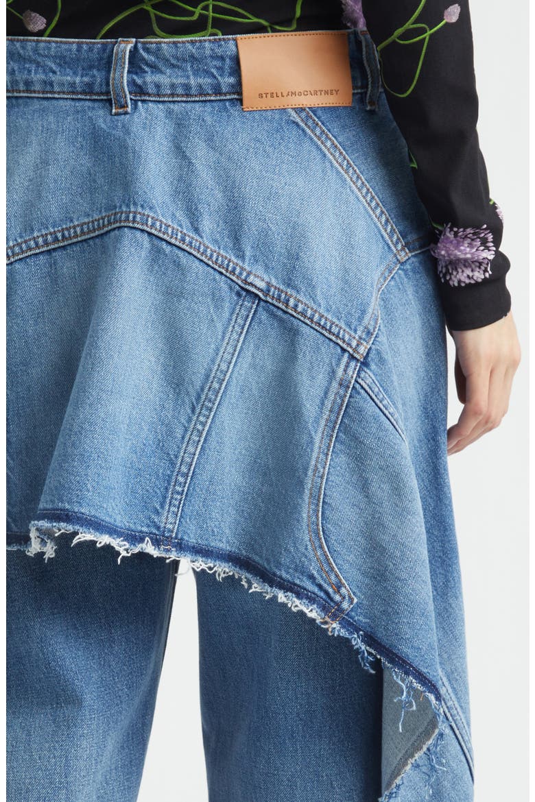 Deconstructed Curved Barrel Leg Jeans, Alternate, color, MID BLUE