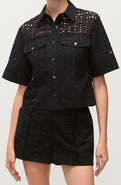 Veronica Beard Spruce Cotton Eyelet Button-Up Shirt