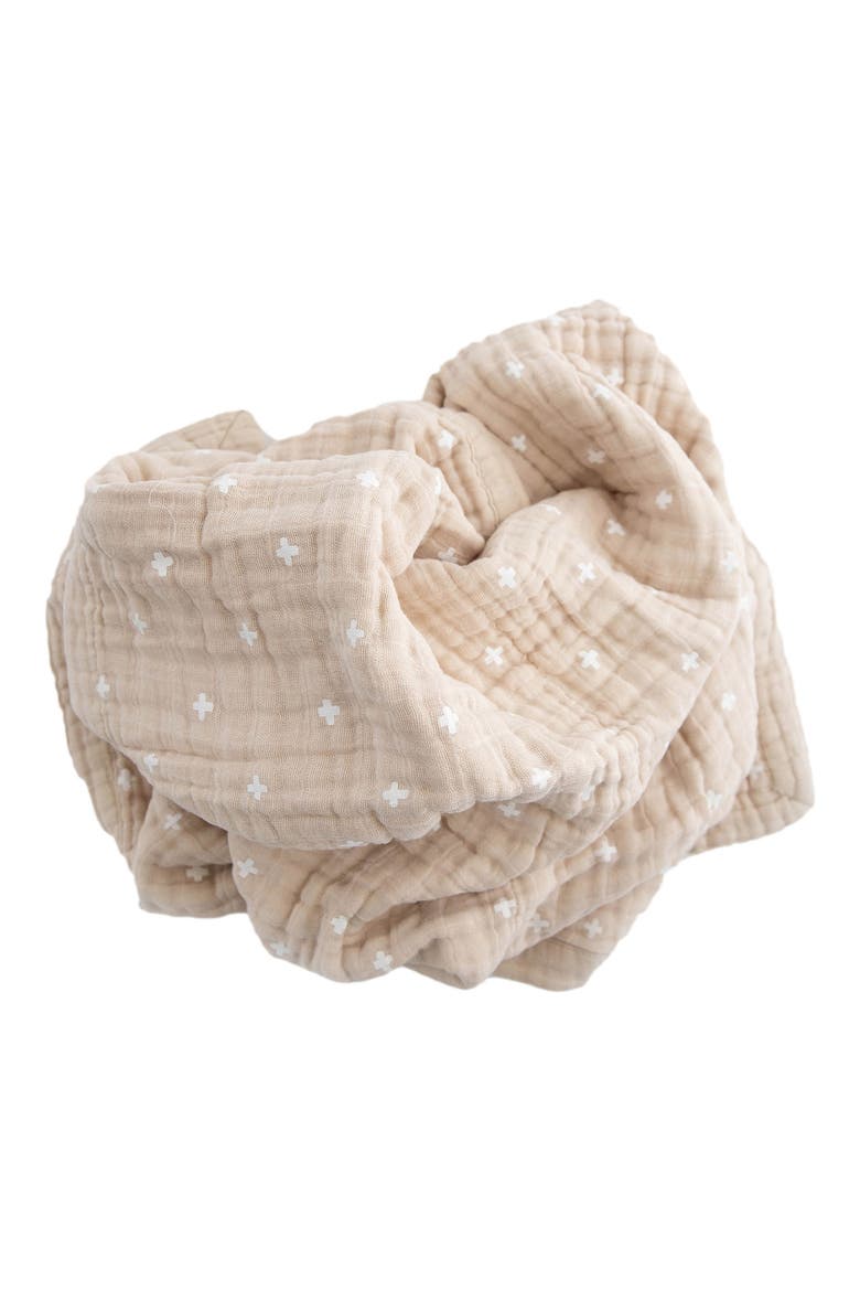 Cotton Muslin Baby Quilt, Alternate, color, TAUPE CROSS