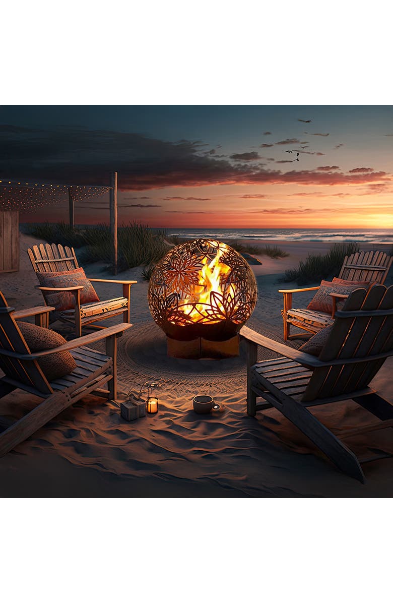 Bonfireball 24" Fire Pit Lotus Base & Cover, Alternate, color, Multicolored