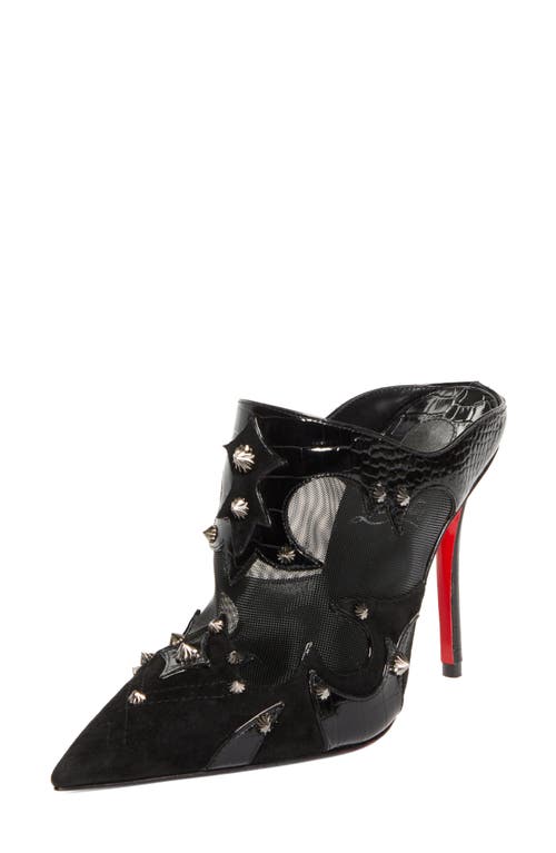 Christian Louboutin Mulatiag Suede Mesh Red Sole Mule Pumps In Black