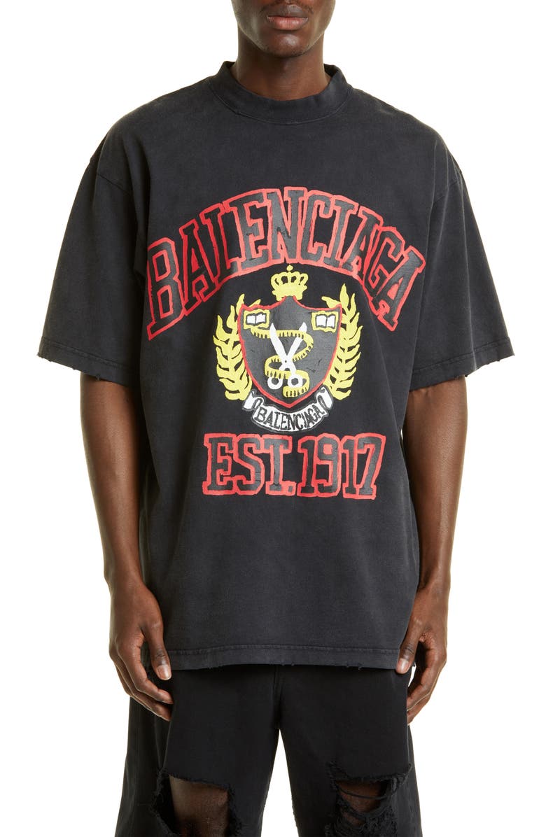Balenciaga DIY College Logo Cotton Graphic T-Shirt, Main, color, 