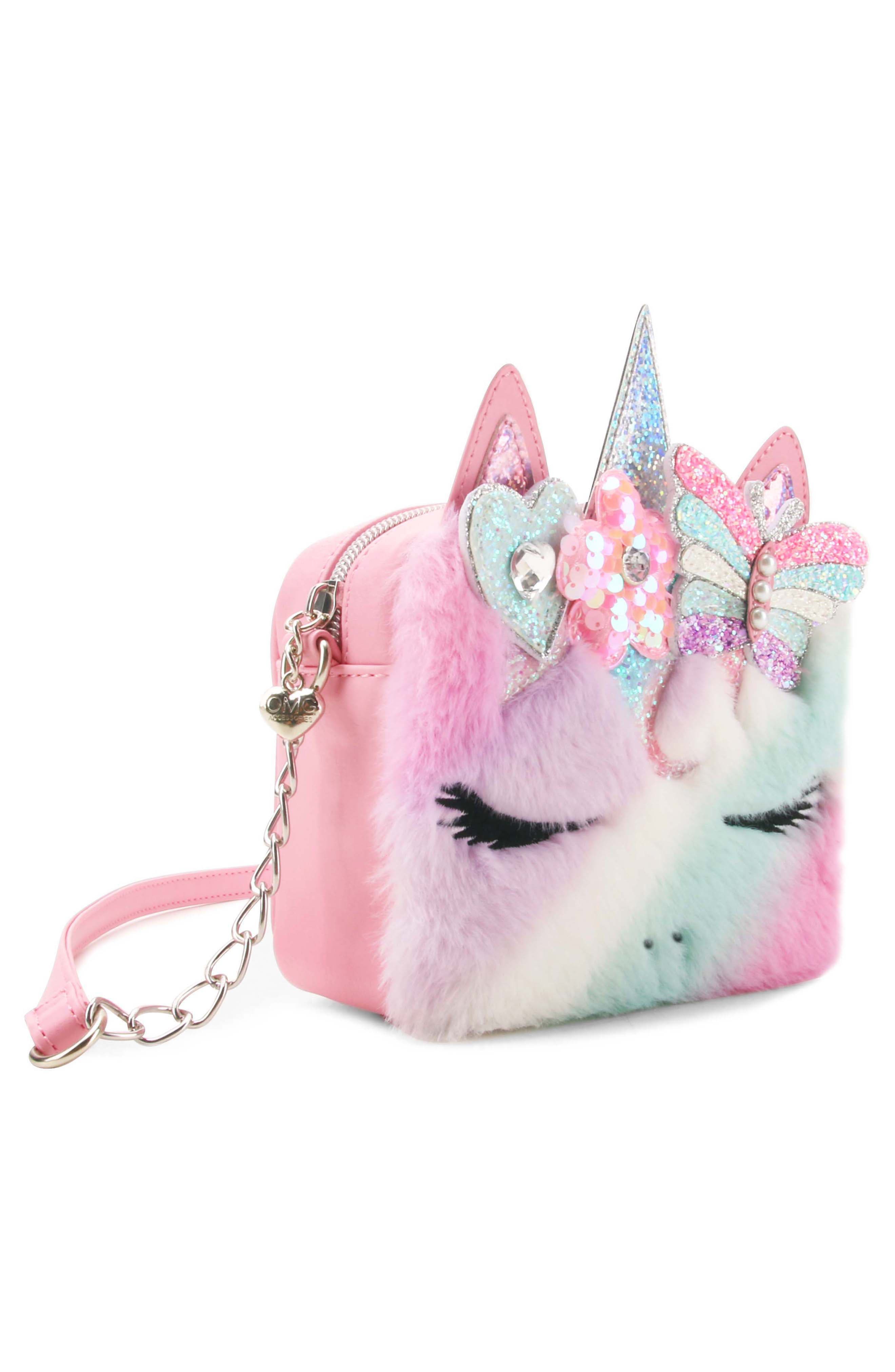 OMG Accessories Kids' Miss Gwen Faux Fur Crossbody Bag, Alternate, color, 