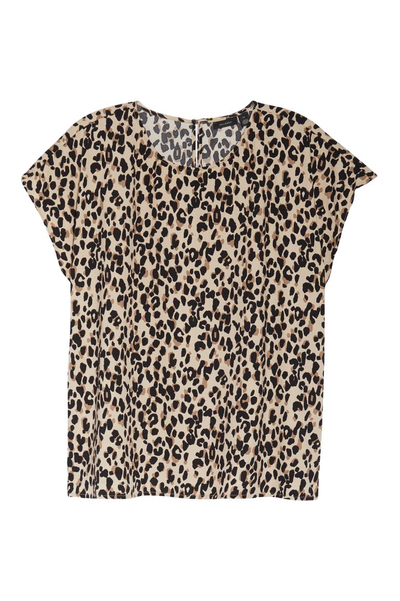 Cap Sleeve Blouse, Alternate, color, TAN ABSTRACT ANIMAL PRINT