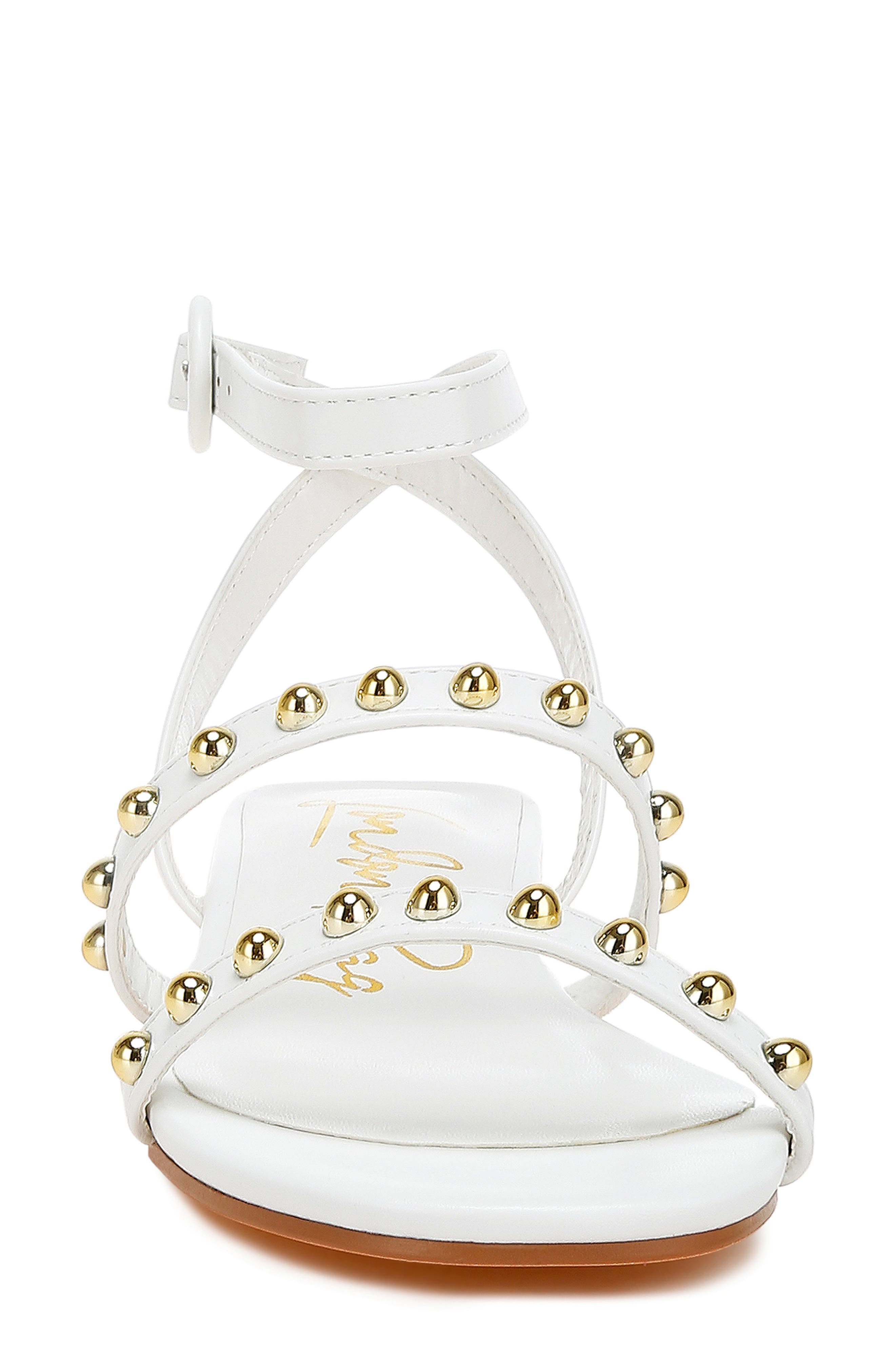 LONDON RAG Flippity Studded Ankle Strap Sandal, Alternate, color, Off White