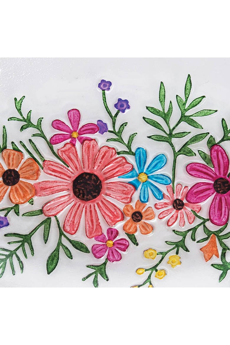 Botanical Floral Bouquet Slump Glass Spring Decorative Oval Dish Plate 7" x 12", Alternate, color, Pink