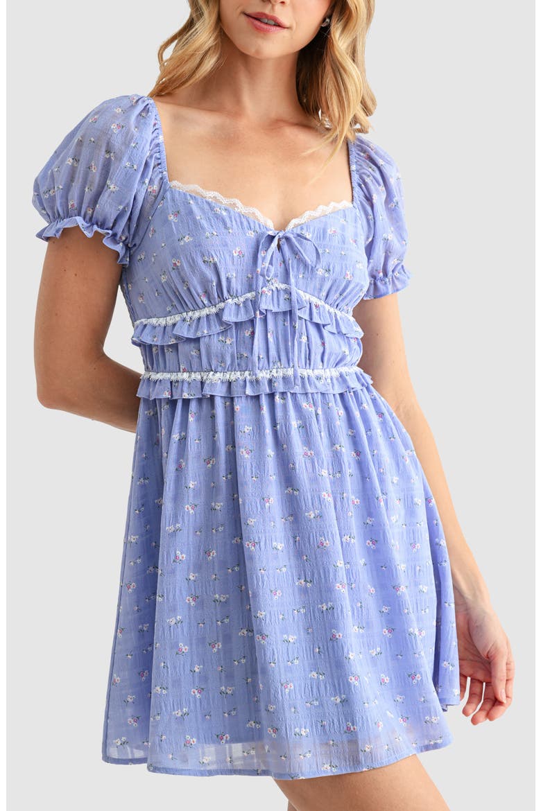 Lace Trim Minidress, Alternate, color, PERIWINKLE