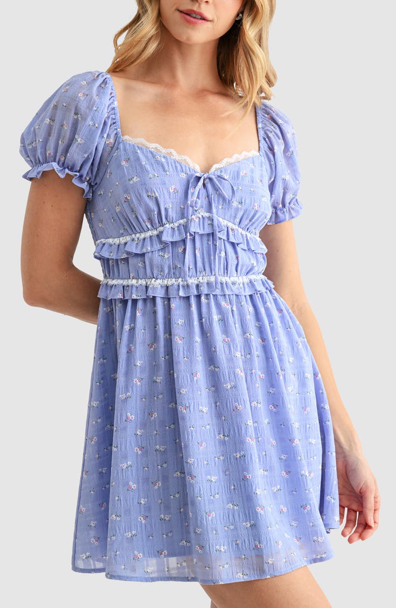 All in Favor Lace Trim Minidress, Alternate, color, Periwinkle