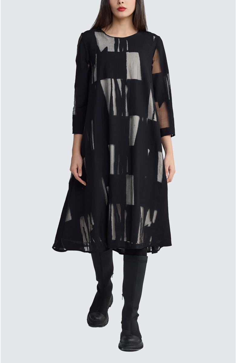 LUUKAA Avalora Organza Double Layer Dress, Main, color, Ivory Black